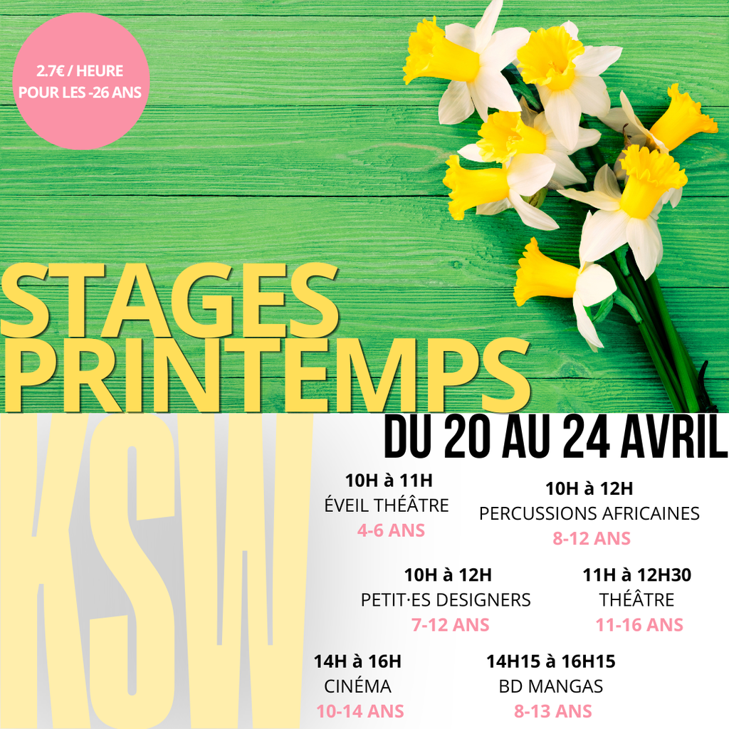 STAGES PRINTEMPS Semaine du 20 au 24 avril