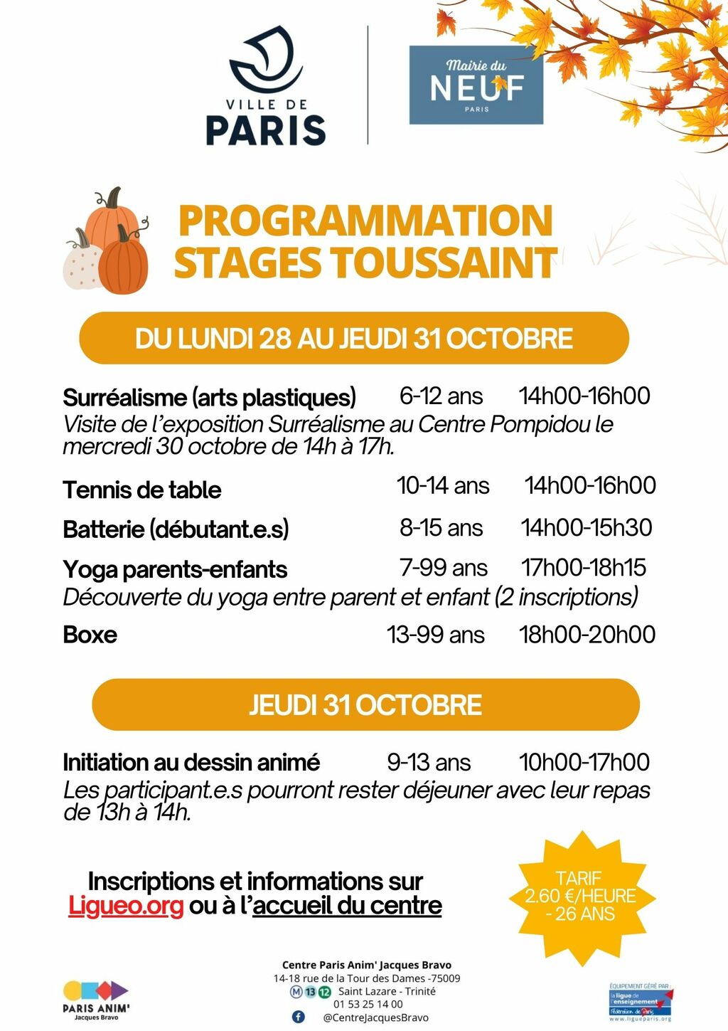 Stages Toussaint - CPA Jacques Bravo